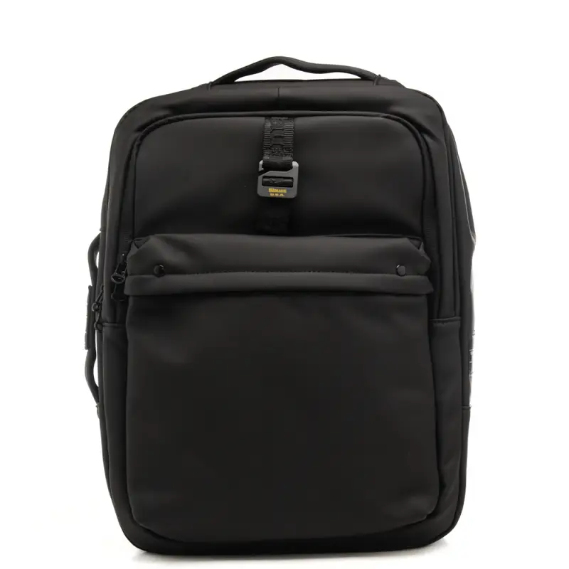 zaino da uomo in ecopelle e tessuto tecnico nero