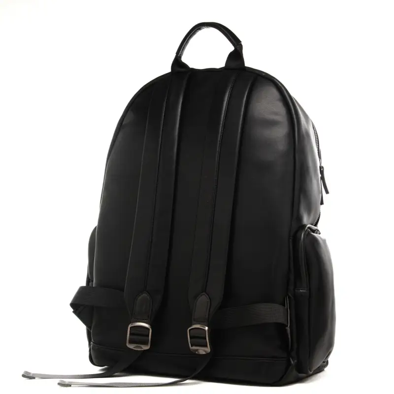 zaino da uomo in pelle con scudo logato frontale nero miniatura 3