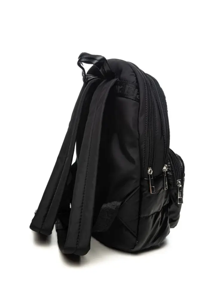 zaino nero donna in nylon logo con strass miniatura 2