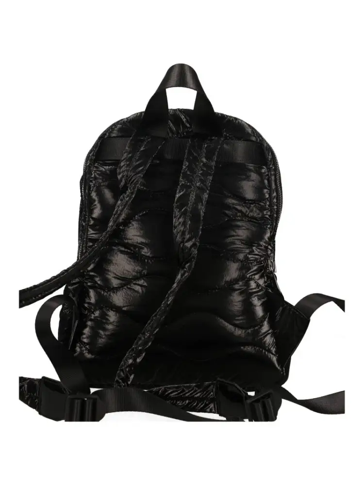 zaino nero donna in nylon logo scudetto con strass miniatura 2