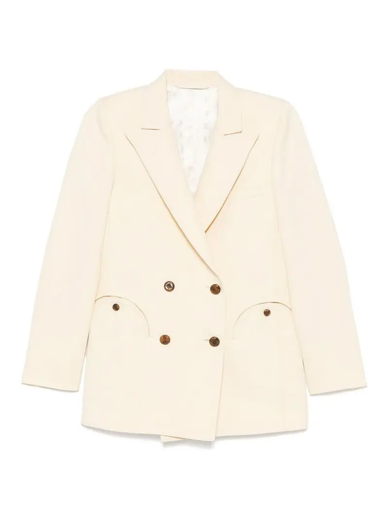 ESE ER a doppio petto in lino crema e seta Beige