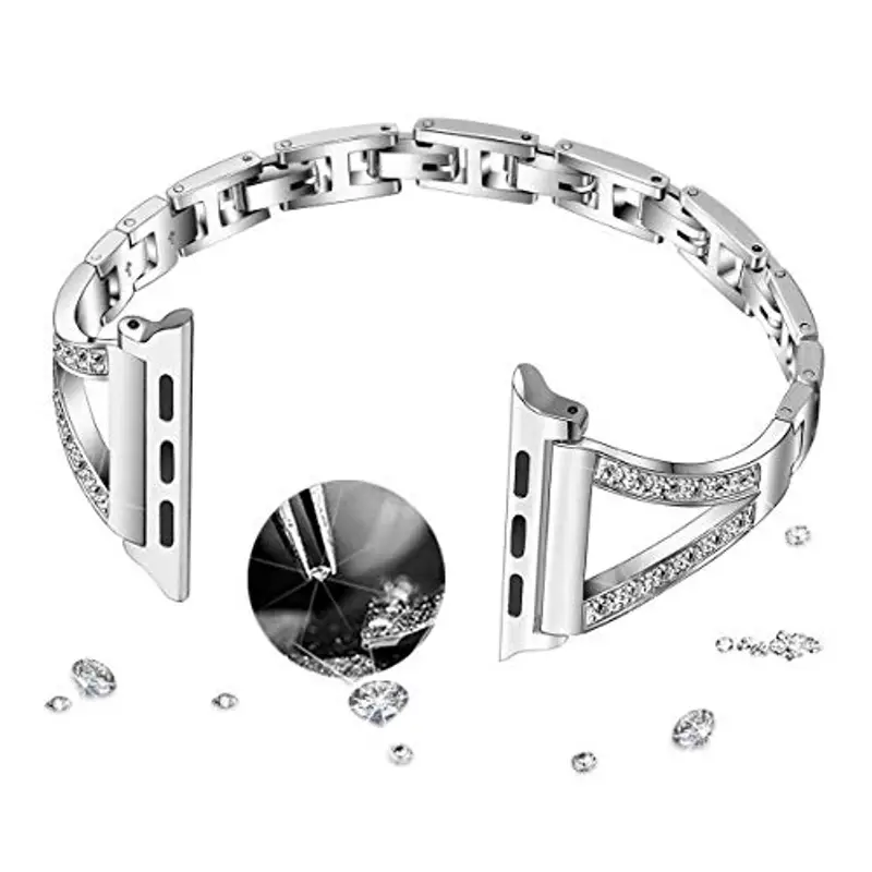 Bling Bracciale in Diamanti compatibile con Apple Watch Cinturino 38mm 40mm 41mm 42mm Bracciale in Acciaio Inossidabile Diamanti Donne per iWatch Ultra SE 10 9 8 7 6 5 4 3 2 1 miniatura 3