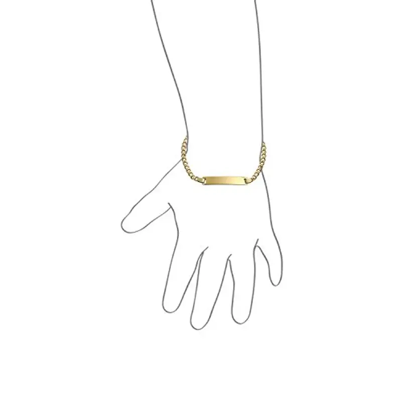 Bling Jewelry Braccialetto Identificativo In Ottone Placcato In Oro 18 Carati Inciso Leggero Per Polsi Piccoli Da 5 Pollici Per Donne miniatura 2