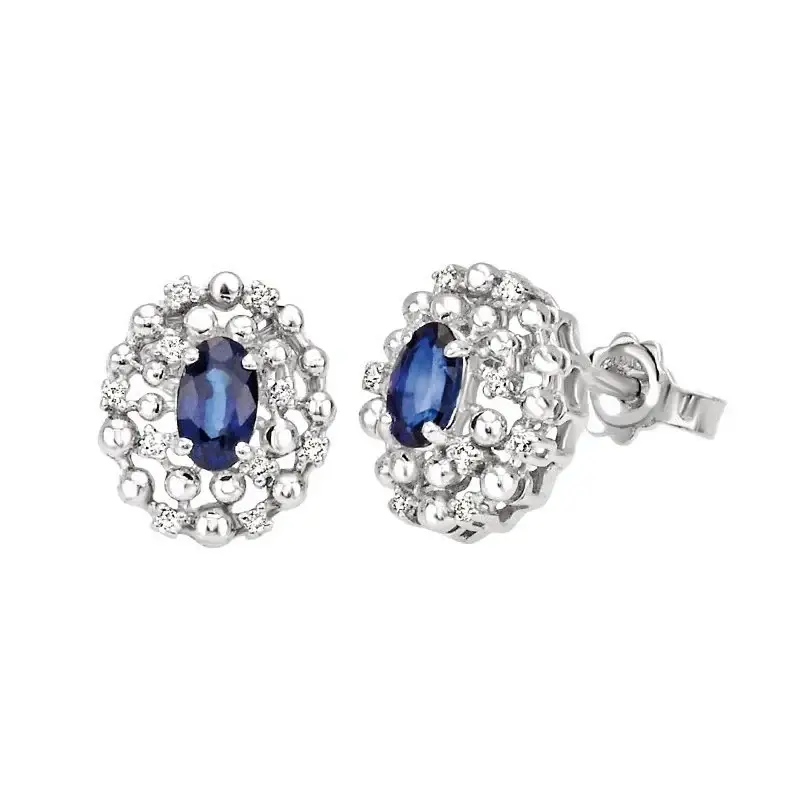 Orecchini In Oro Bianco Con Diamante/Zaffiro - Bliss