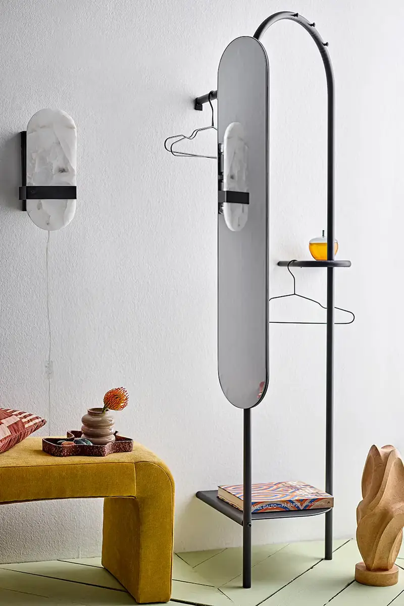 appendiabiti con specchio Belen 58 x 185 x 45 cm colore nero miniatura 4