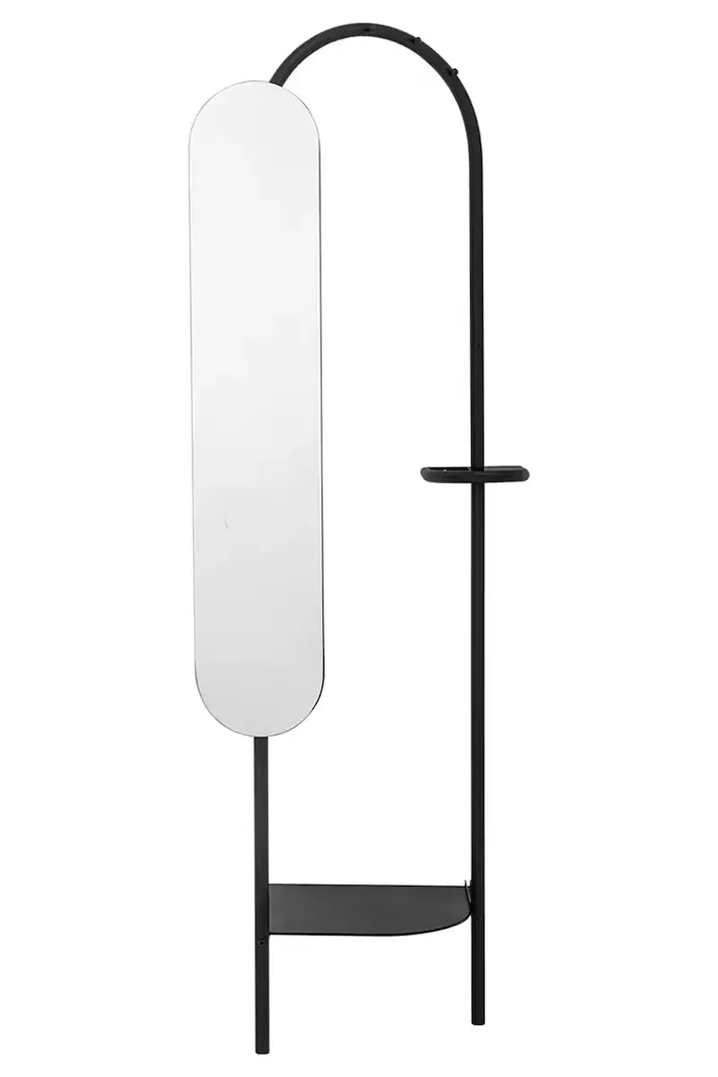 appendiabiti con specchio Belen 58 x 185 x 45 cm colore nero