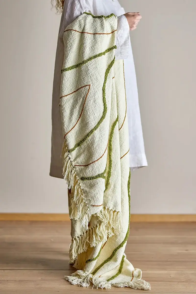 coperta 150 x 130 cm colore beige miniatura 4