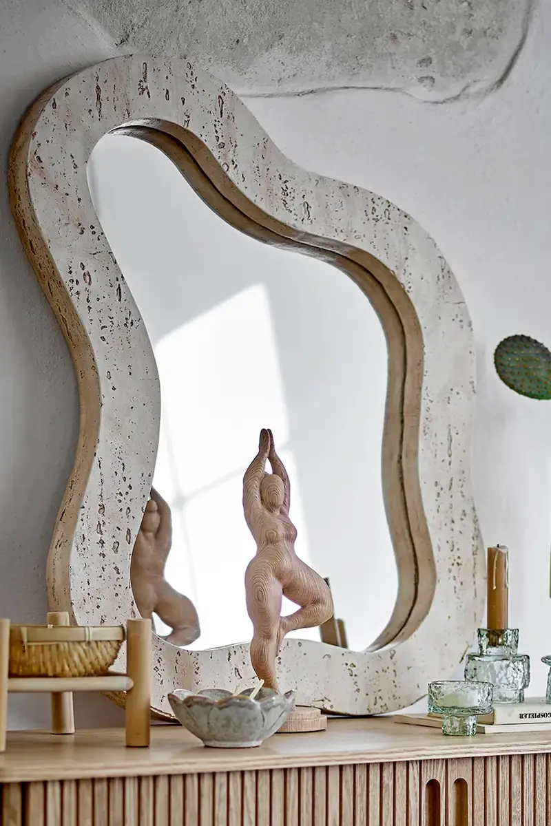 specchio da parete 61 x 76 x 4 cm colore beige miniatura 2