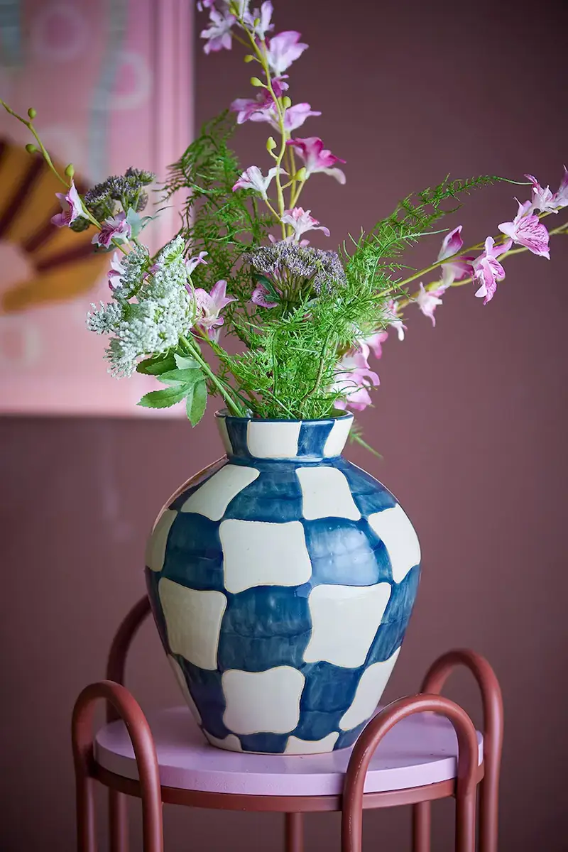 vaso decorativo Check 20 x 24 cm Blu miniatura 2