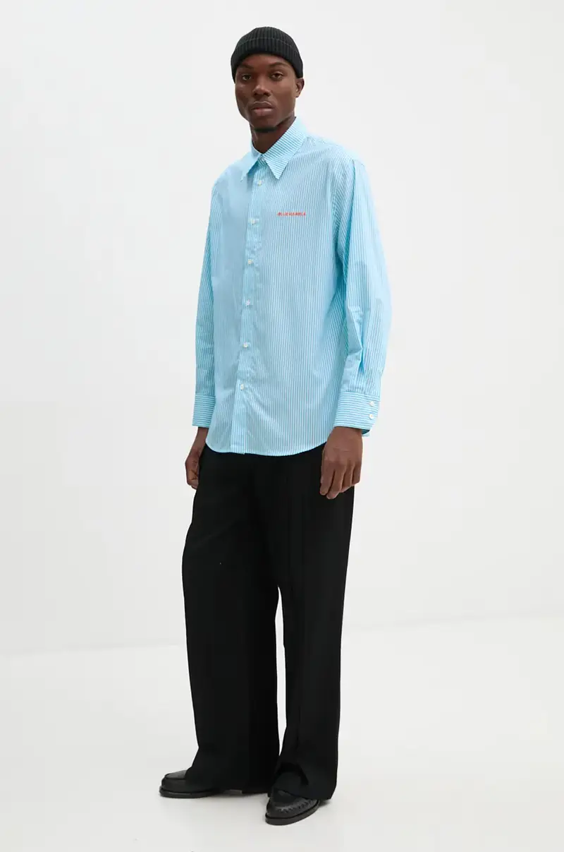 camicia in cotone uomo colore blu SH29.PO26B24 miniatura 3