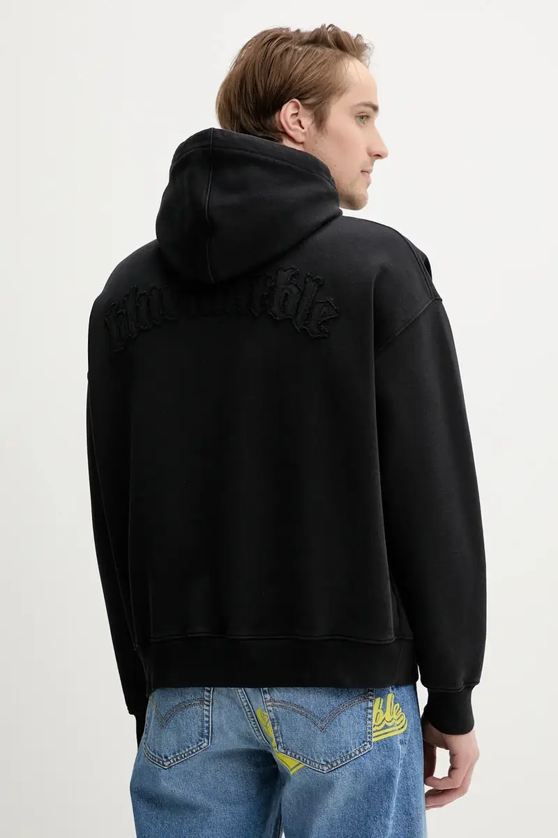 felpa in cotone colore nero con cappuccio HO01.FL05AA25 miniatura 3