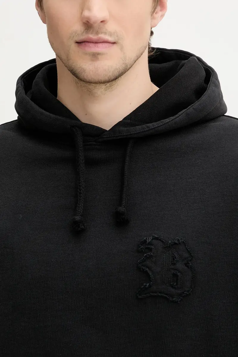 felpa in cotone colore nero con cappuccio HO01.FL05AA25 miniatura 5