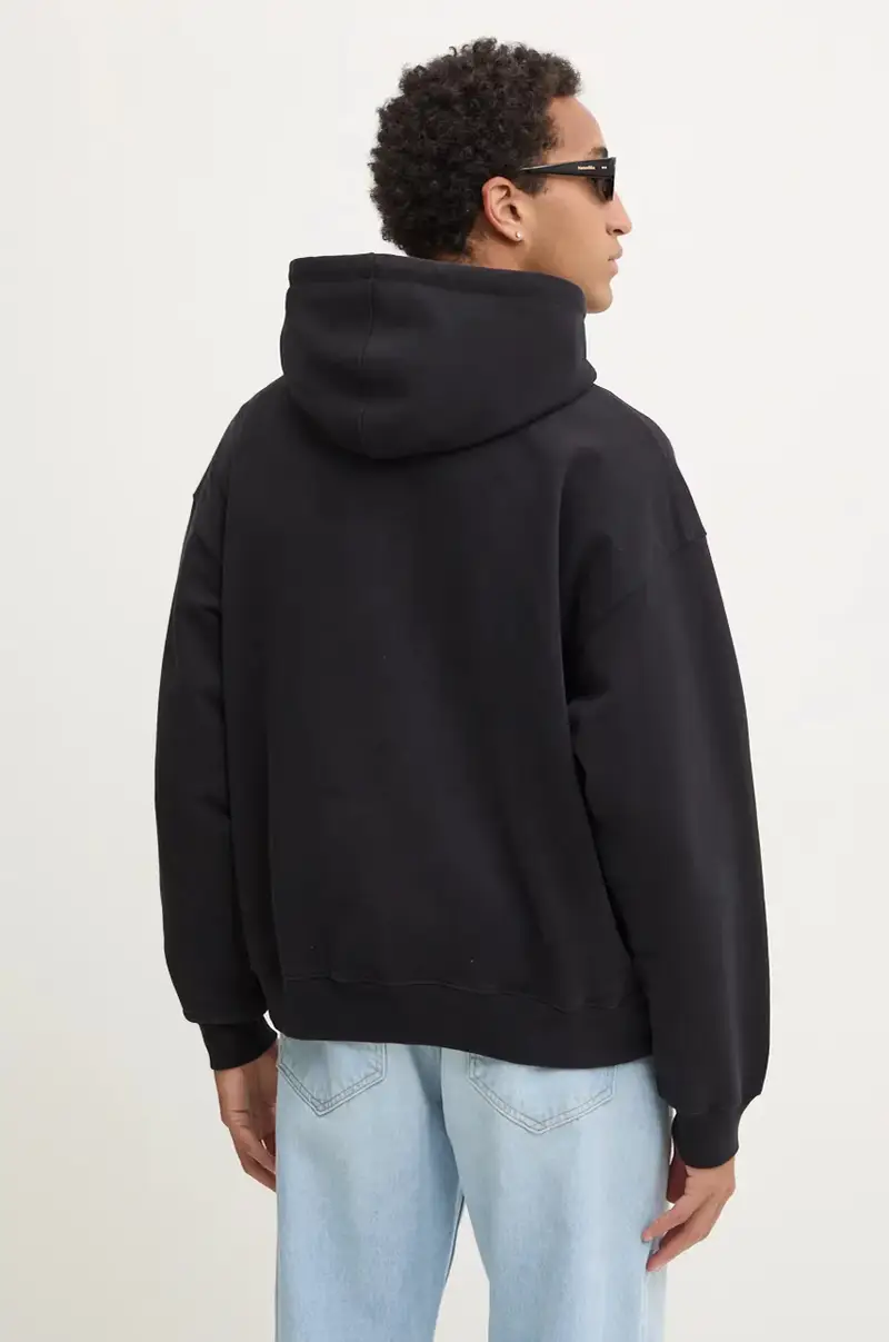 felpa in cotone uomo colore nero con cappuccio HO01.FL05B24 miniatura 3