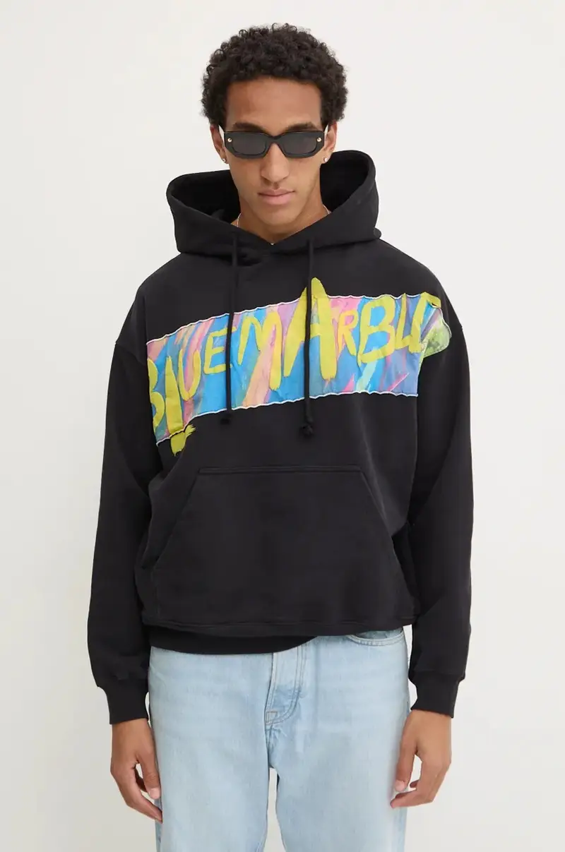 felpa in cotone uomo colore nero con cappuccio HO01.FL05B24 miniatura 4