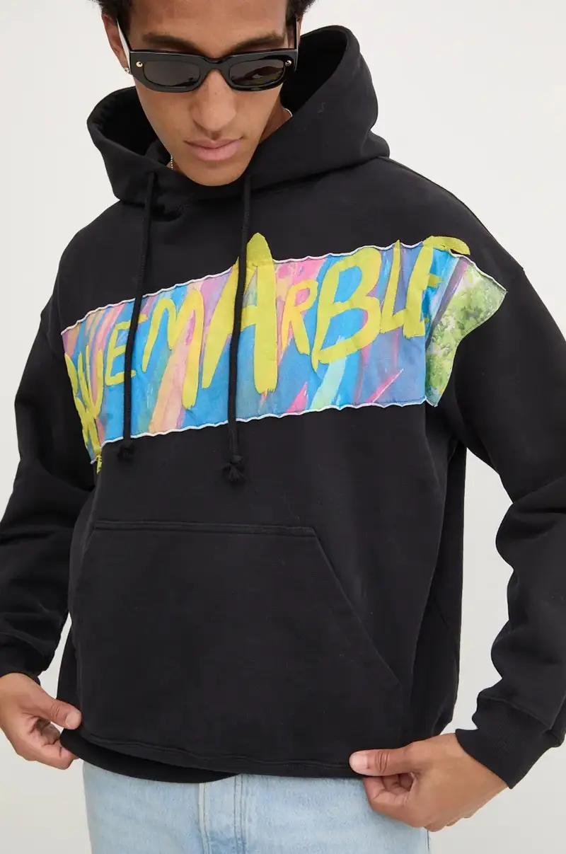 felpa in cotone uomo colore nero con cappuccio HO01.FL05B24 miniatura 5