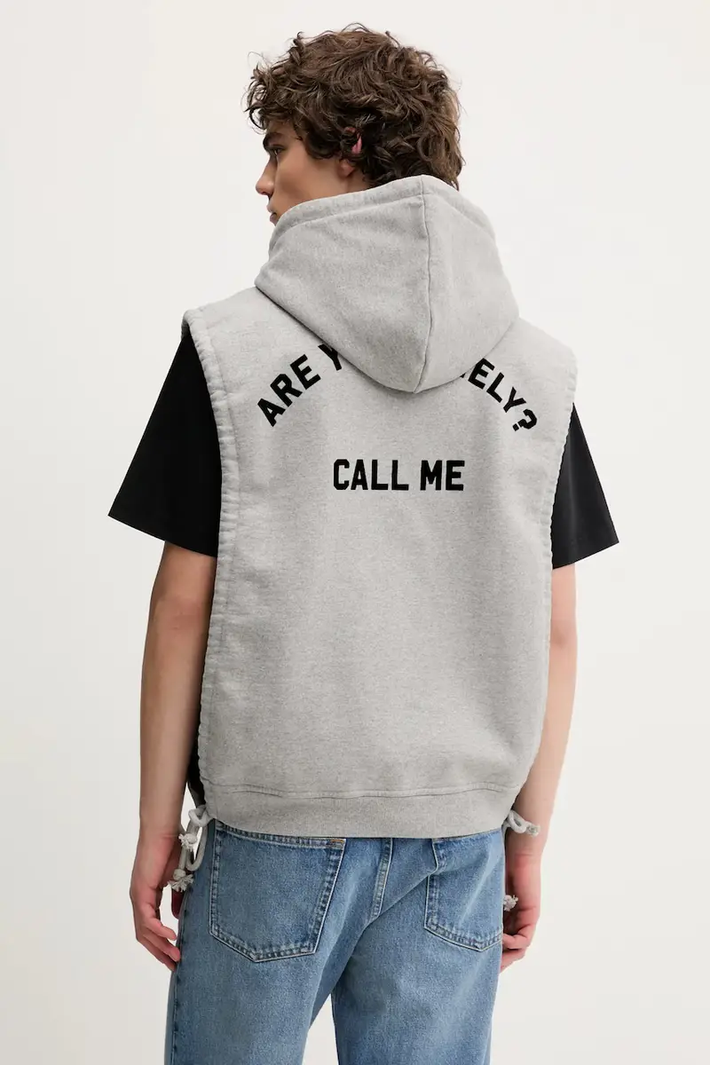 gilè in cotone uomo colore grigio con cappuccio HO20.FL05A25 miniatura 3