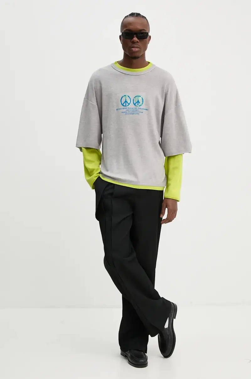 maglione in lana uomo colore grigio SW38.KN25B24 miniatura 2