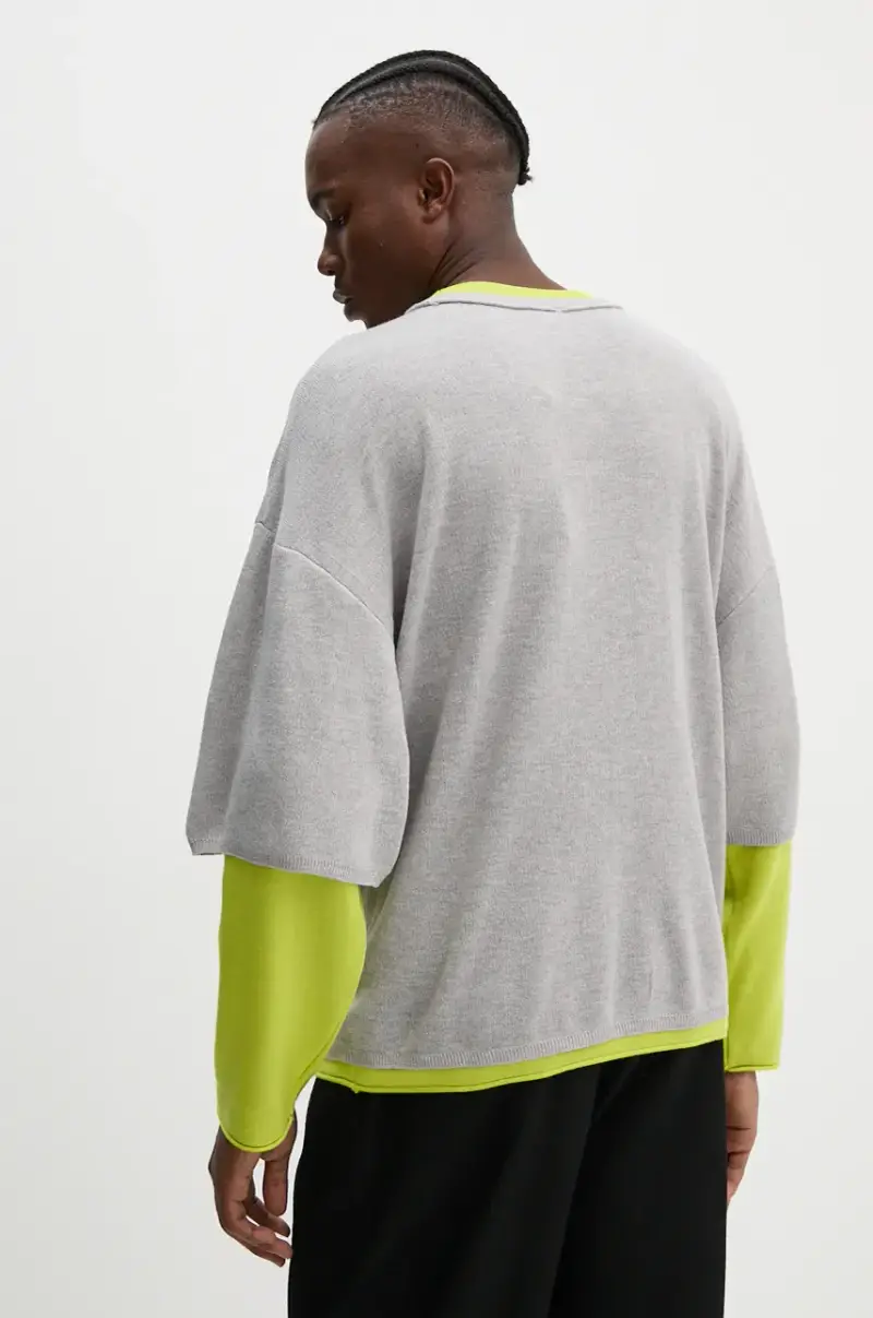 maglione in lana uomo colore grigio SW38.KN25B24 miniatura 3