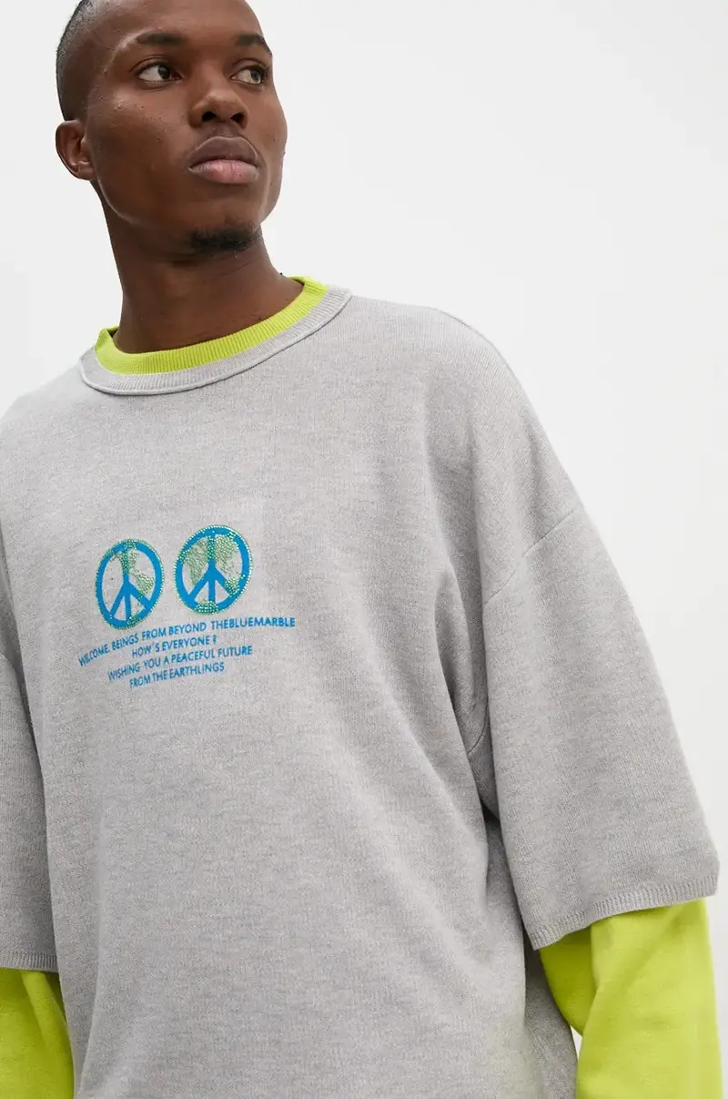 maglione in lana uomo colore grigio SW38.KN25B24 miniatura 4