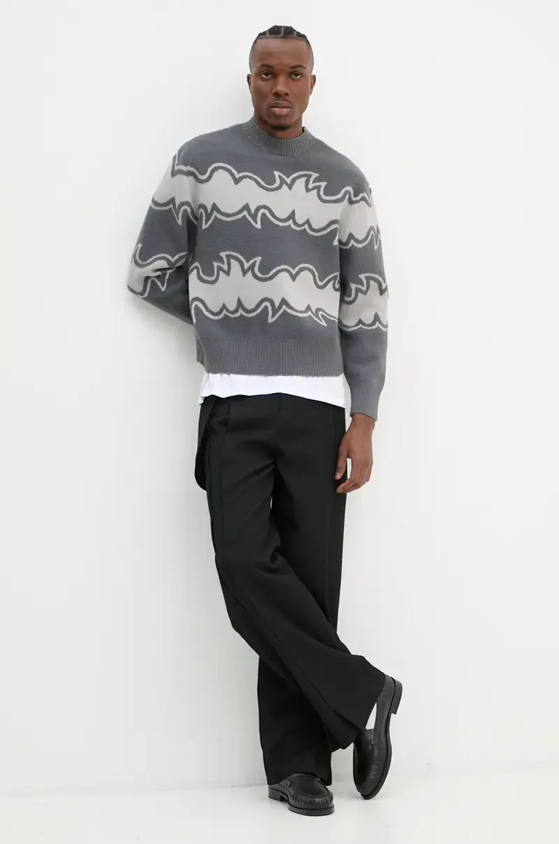 maglione uomo colore grigio SW36.KN18B24 miniatura 2