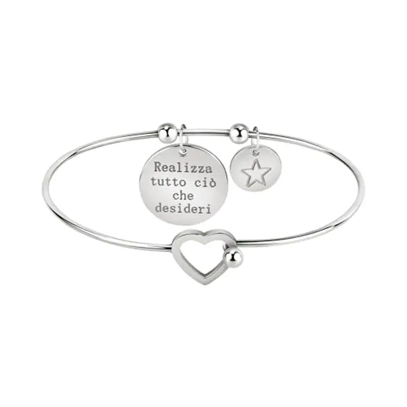 Bluespirit Bracciale da donna, Collezione GOOD VIBES, in Acciaio,Idee regalo - P.31R505000800, Pensiero per Amica, Fidanzata, Moglie, Realizza i tuoi desideri