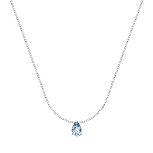 Bluespirit Collana da donna, Collezione Aurora, in Argento 925, Zirconi,Idee regalo, Ciondolo a goccia