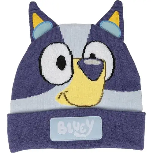Bluey Gorro Punto Aplicaciones Cappello a Maglia, Blu, One Size Unisex Kids