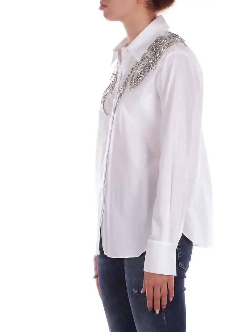 Camicia Donna BLUGIRL BLUMARINE Bianco Camicia reg tela par cpatch miniatura 2