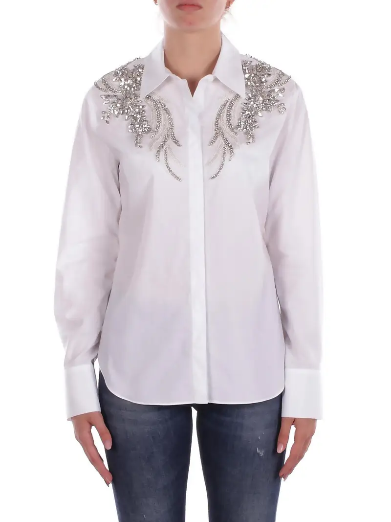 Camicia Donna BLUGIRL BLUMARINE Bianco Camicia reg tela par cpatch