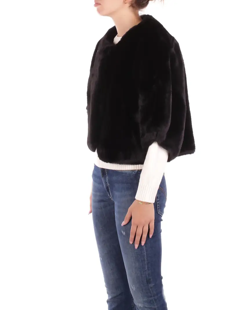 Cappa Donna BLUGIRL BLUMARINE Nero Cappa ffur con bottone miniatura 2