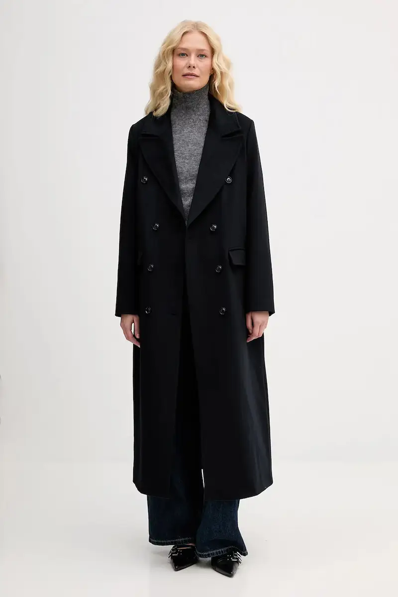 cappotto con lana colore blu navy RF5242.T221A miniatura 2