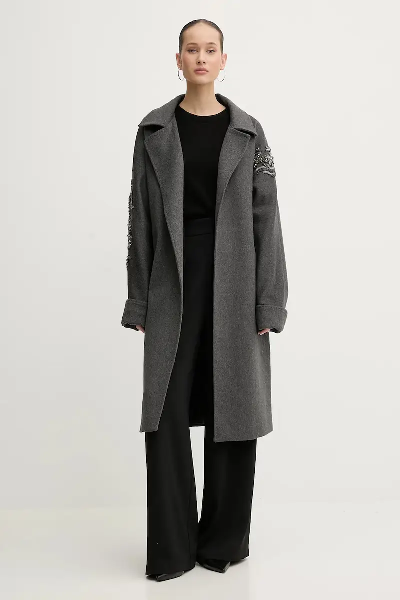 cappotto con lana Grigio miniatura 2