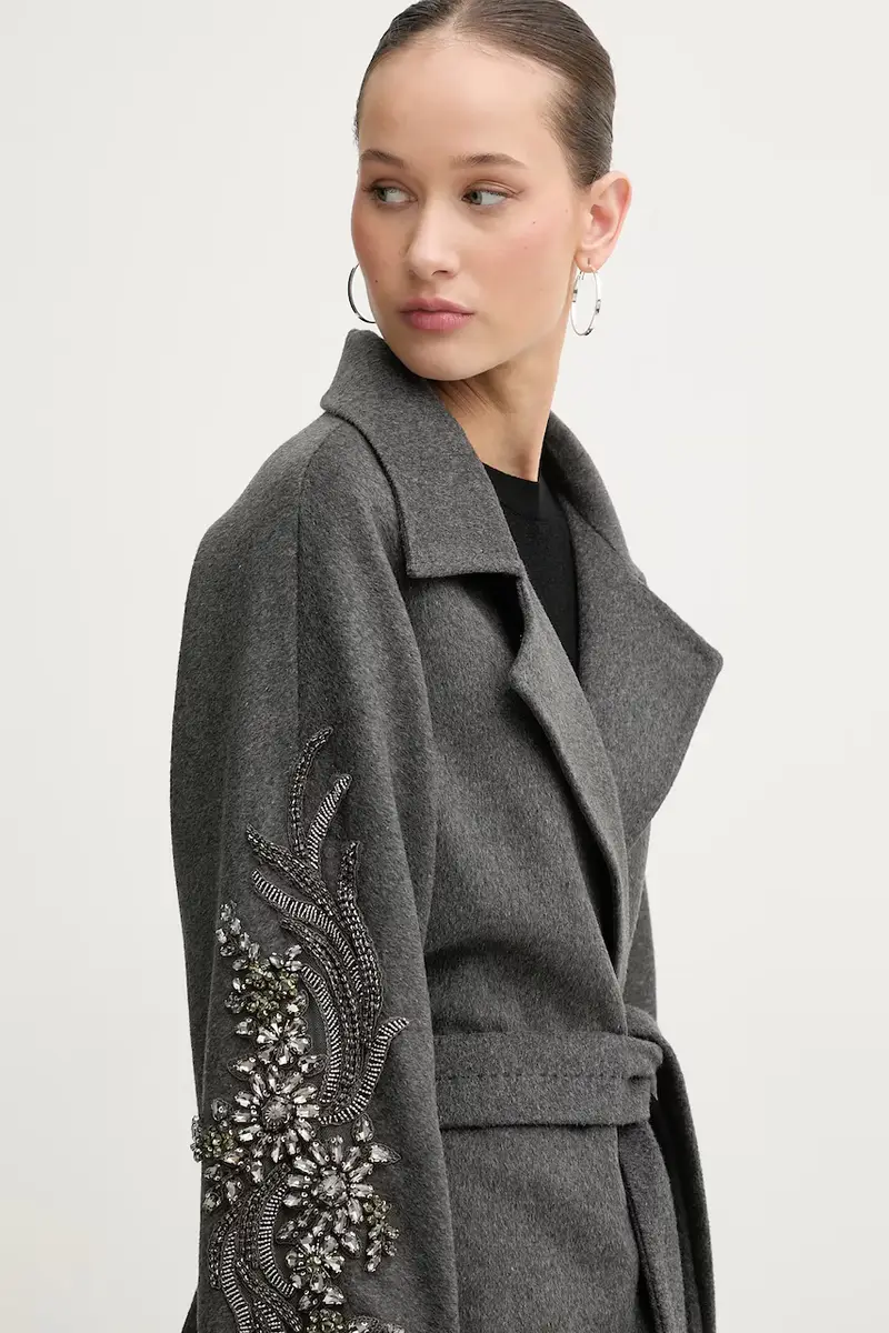 cappotto con lana Grigio miniatura 5