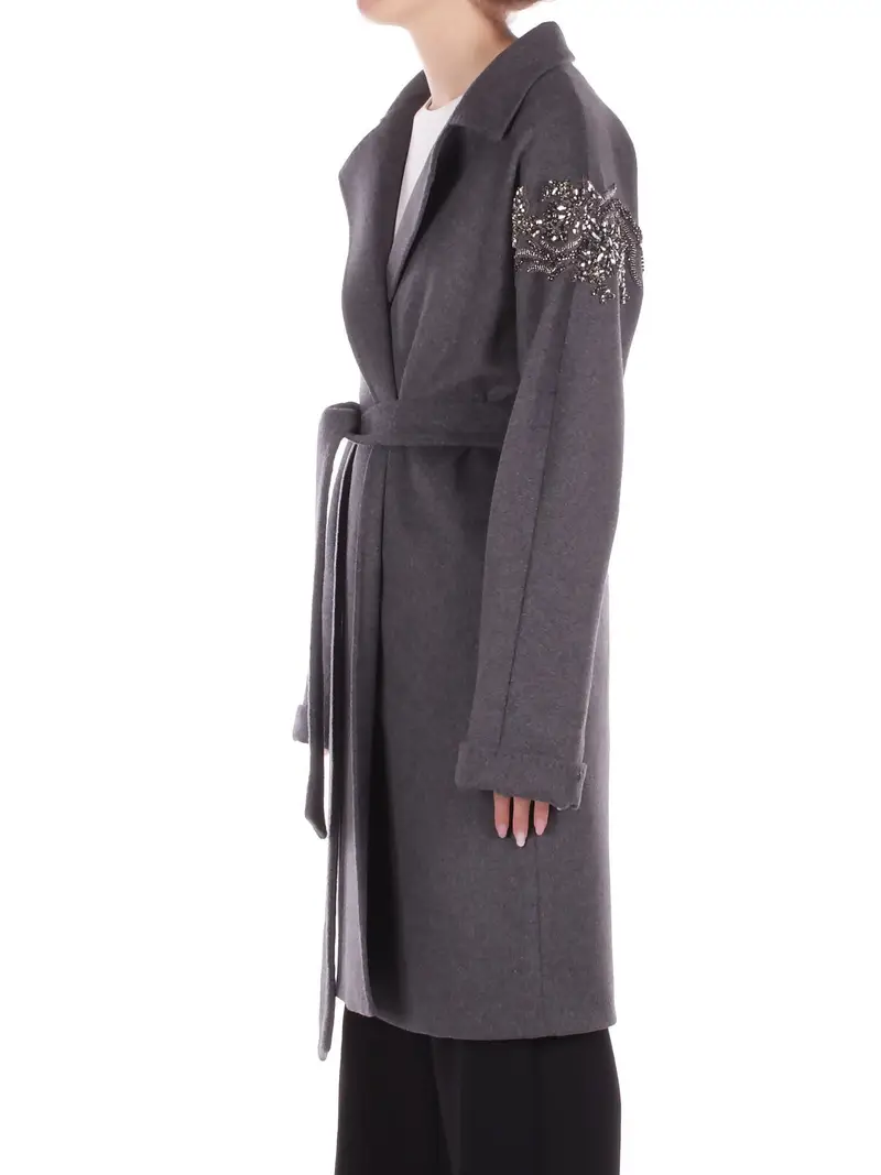 Cappotto Donna BLUGIRL BLUMARINE Antracite Cappotto vestaglia panno miniatura 2