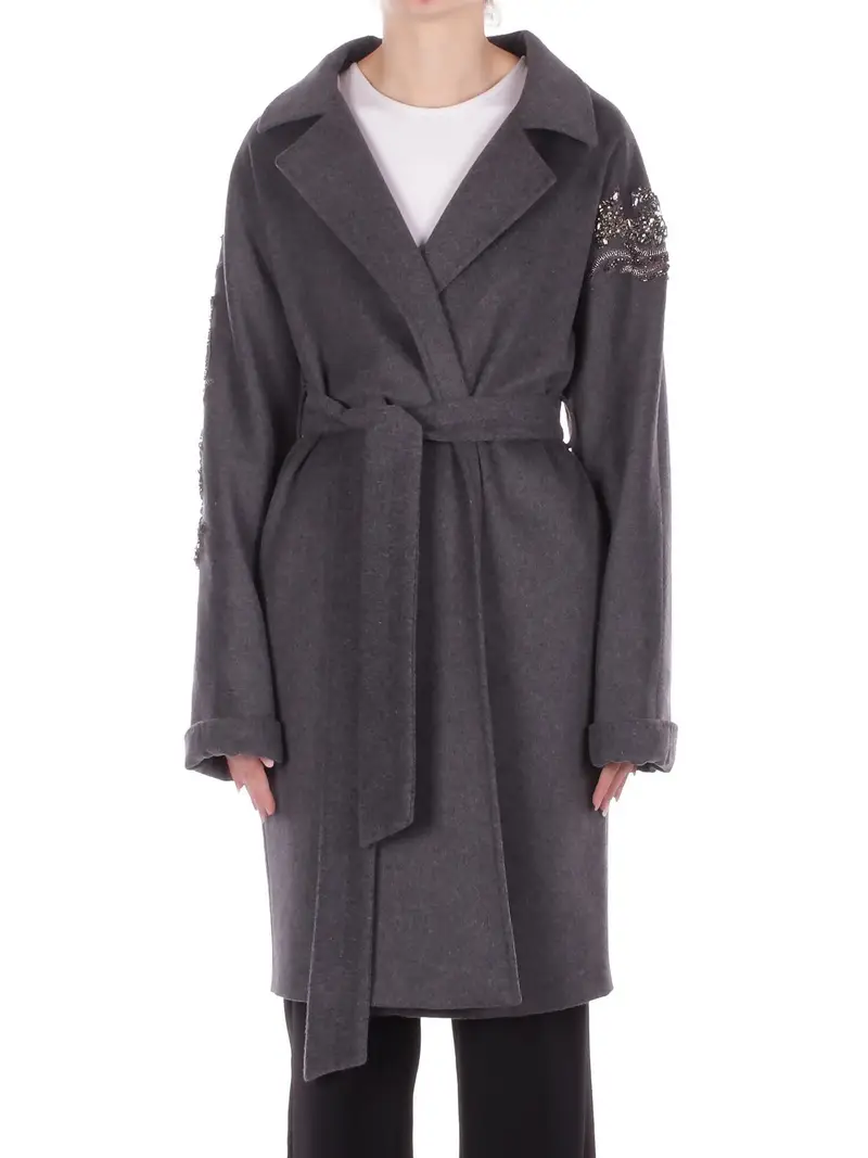 Cappotto Donna BLUGIRL BLUMARINE Antracite Cappotto vestaglia panno