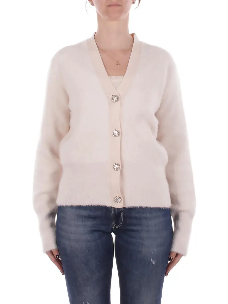 Maglia Donna BLUGIRL BLUMARINE Crema Maglia twin set pelliccetta