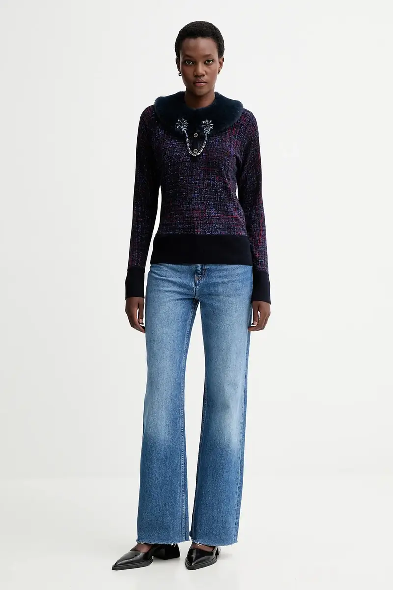 maglione double face colore blu navy RF5191.MA98O miniatura 3