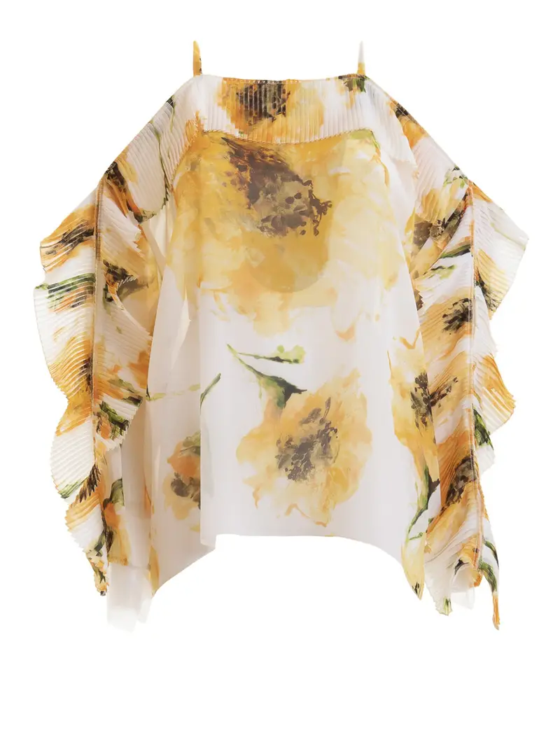 Blusa off the shoulder con motivo floreale Multicolore