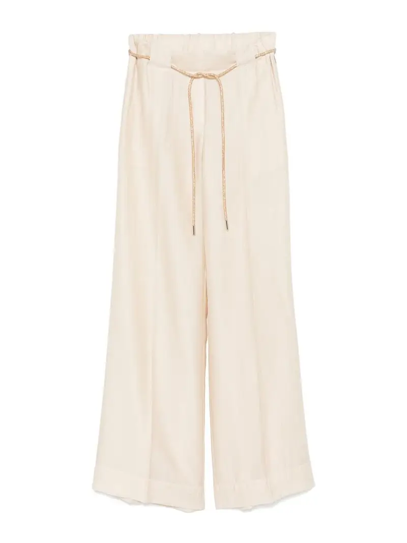 Pantaloni morbidi beige con cintura