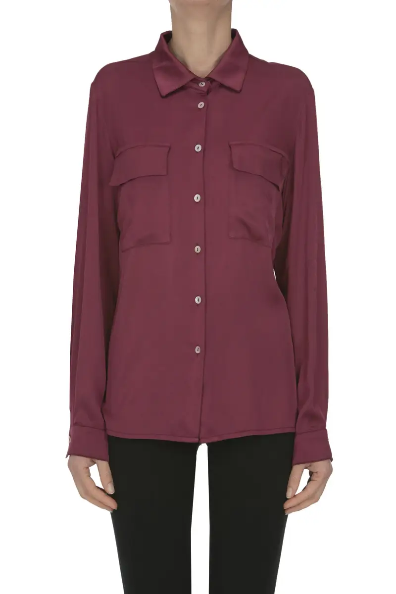Camicia in satin Bordeaux
