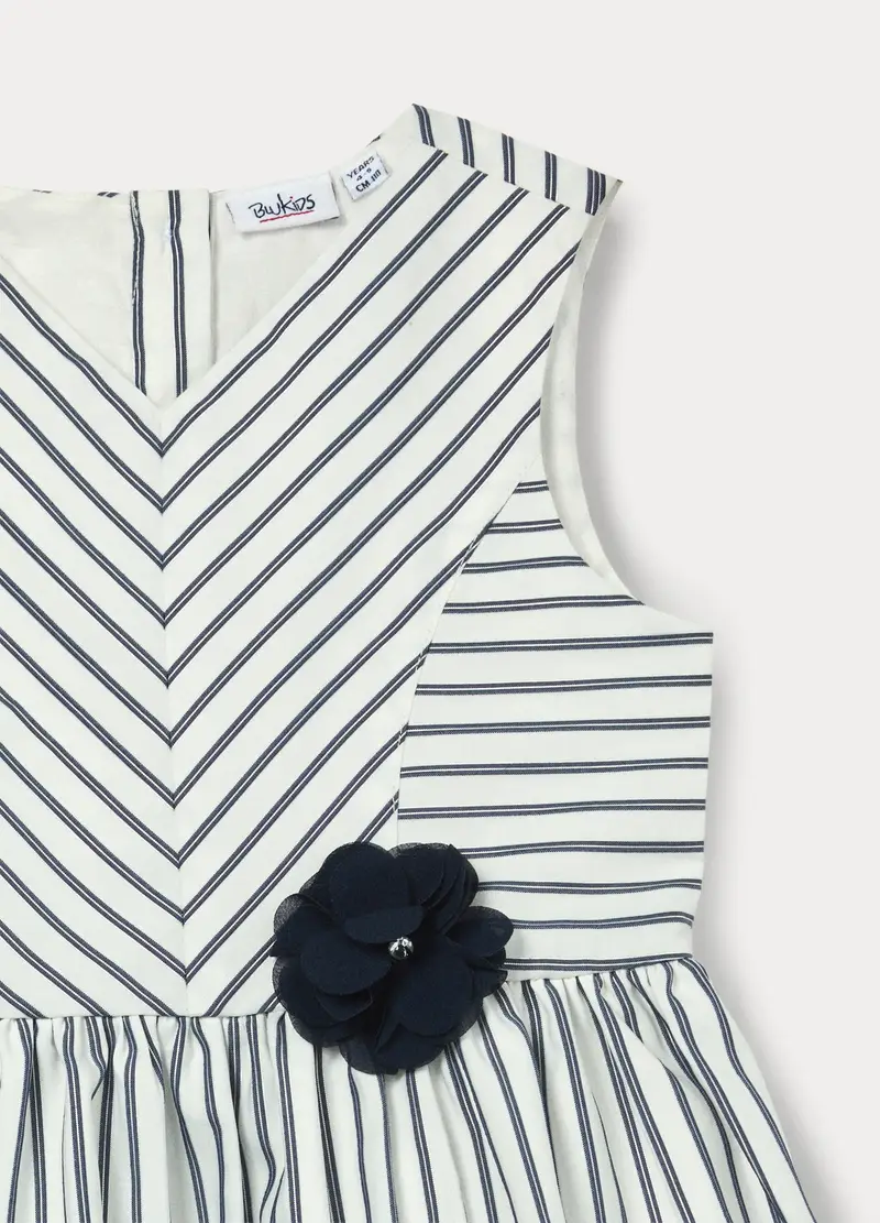 Abito A Righe Bambina, Bianco/Blu miniatura 3