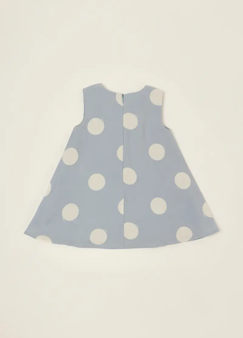 Abito Azzurro A Pois Con Volant, Neonata, Grigio miniatura 2