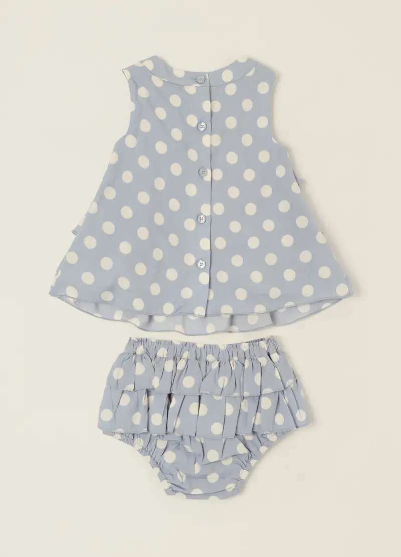 Abito Azzurro A Pois Per Neonata, Grigio miniatura 2