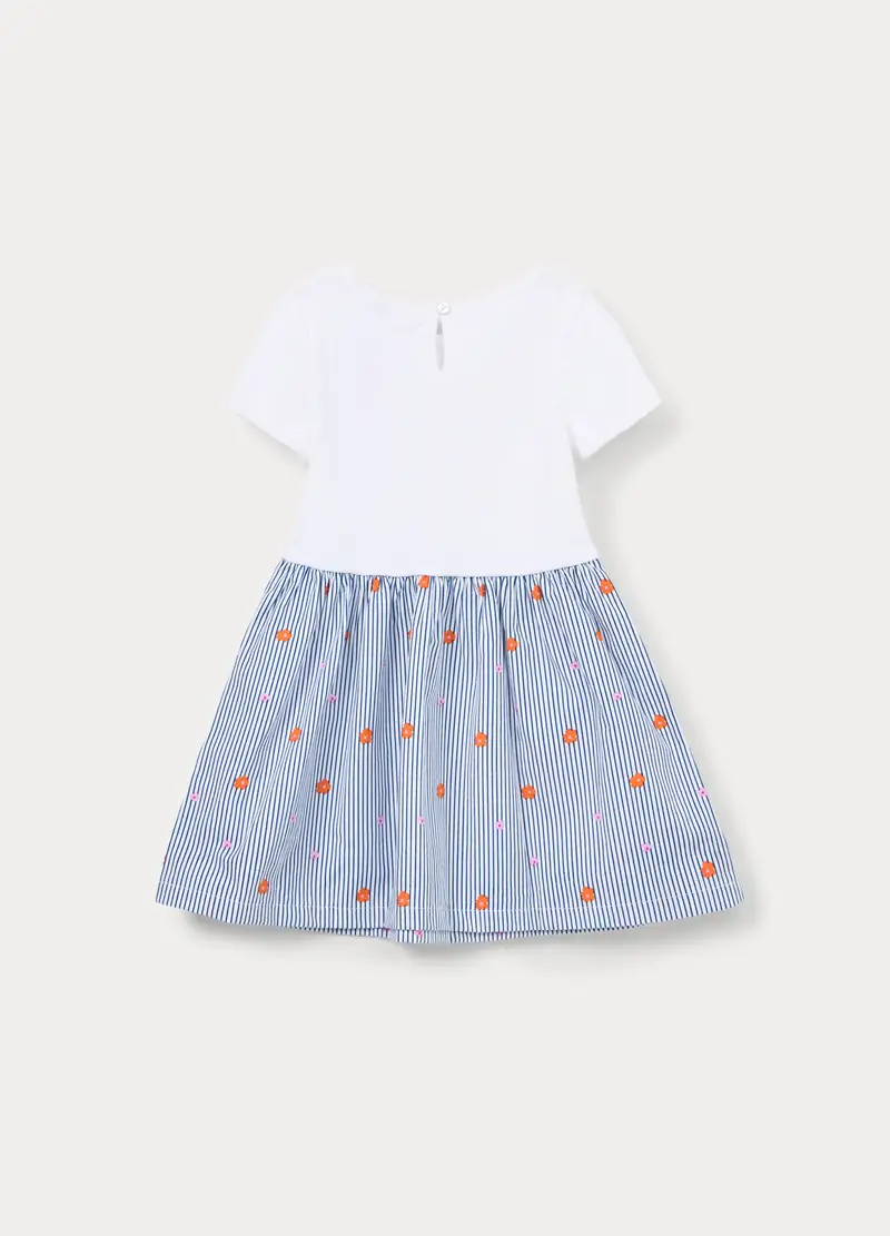 Abito Corto In Costina Di Cotone Stretch Bimba, Bambina, Bianco miniatura 2