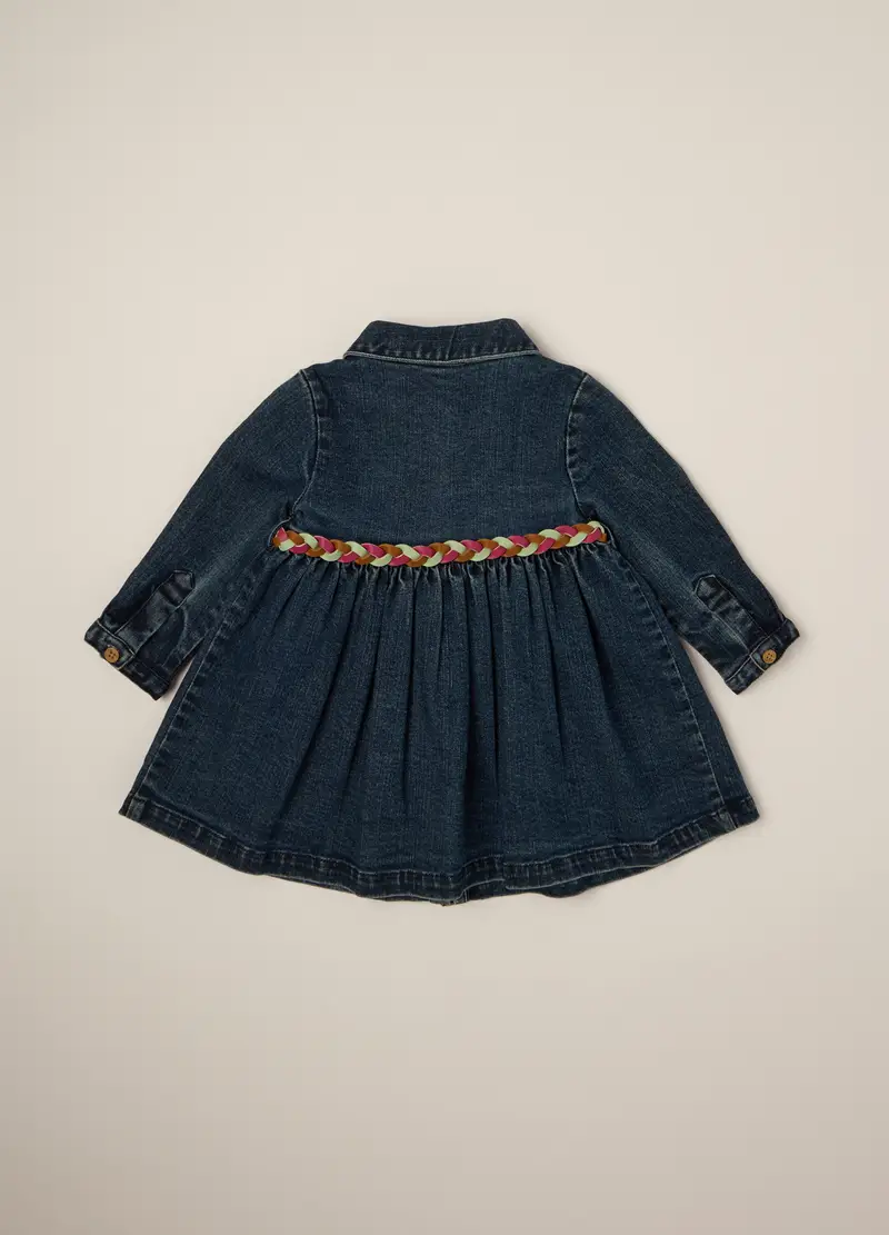 Abito Denim Elasticizzato Per Bambina, Neonata, Nero miniatura 3