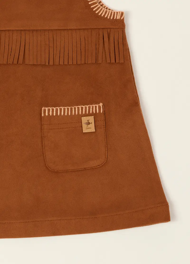 Abito Marrone In Tessuto Elasticizzato, Neonata, Marrone miniatura 3