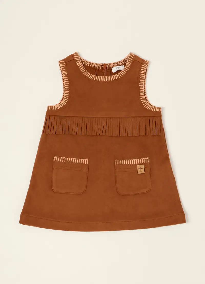 Abito Marrone In Tessuto Elasticizzato, Neonata, Marrone