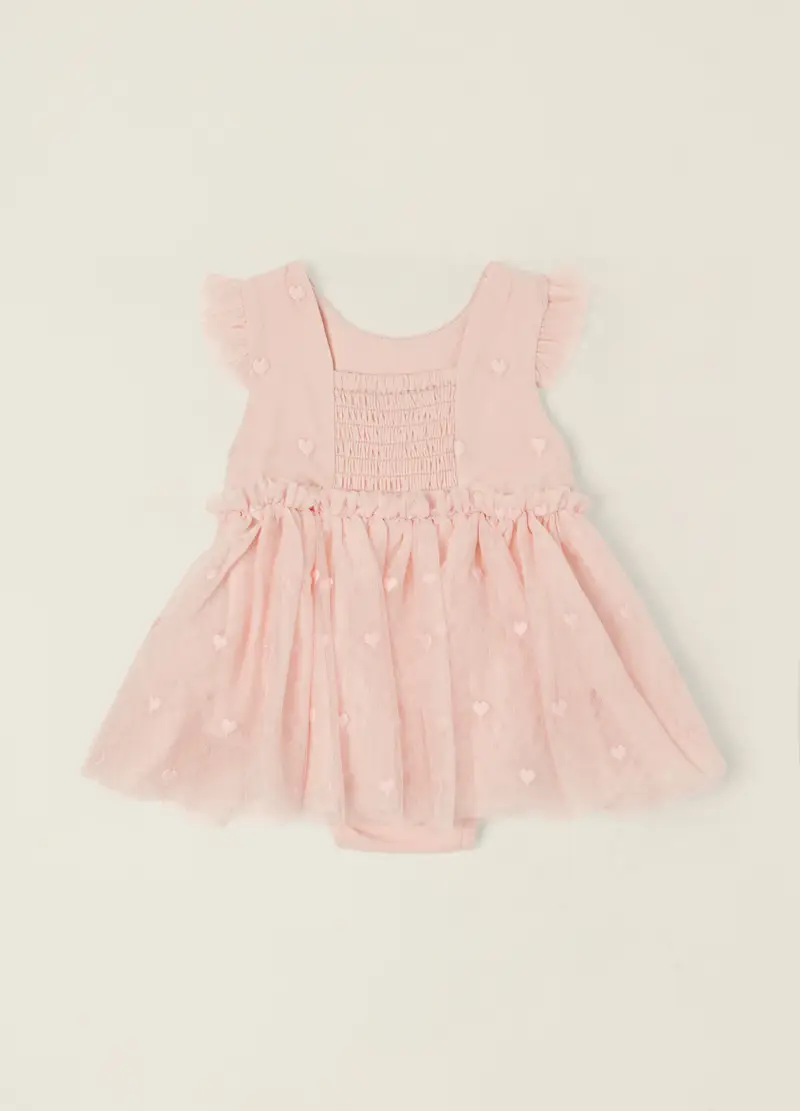 Abito Rosa Con Cuori In Tulle, Neonata, Rosa miniatura 2