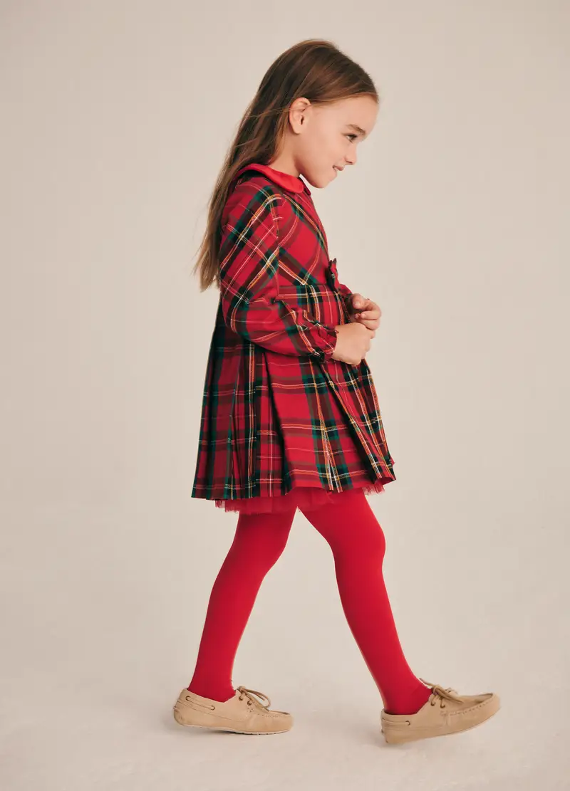 Abito Rosso Scozzese Per Bambina, Neonata, Nero/Rosso