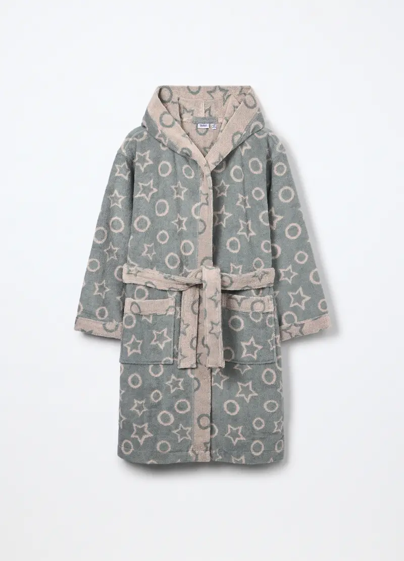 Accappatoio In French Terry Di Puro Cotone Ragazza, Bambina, Verde menta